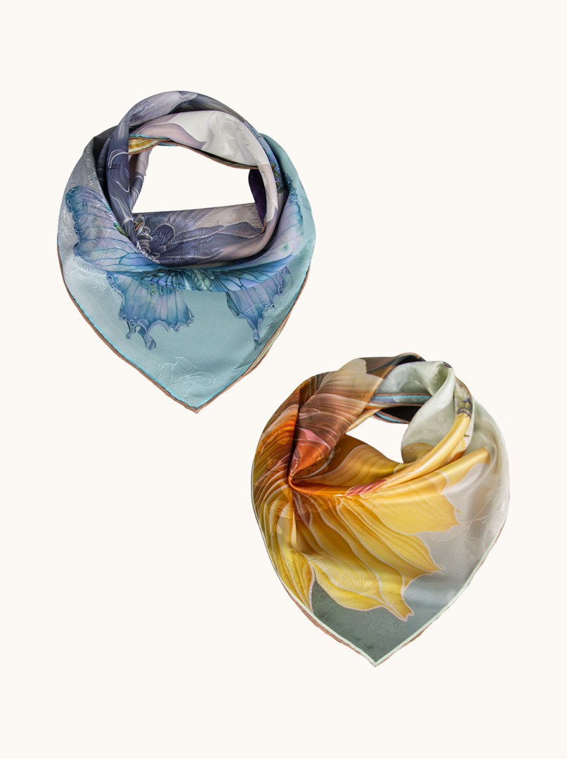 Lotus Whisper silk scarf 68cm x 68cm image 1